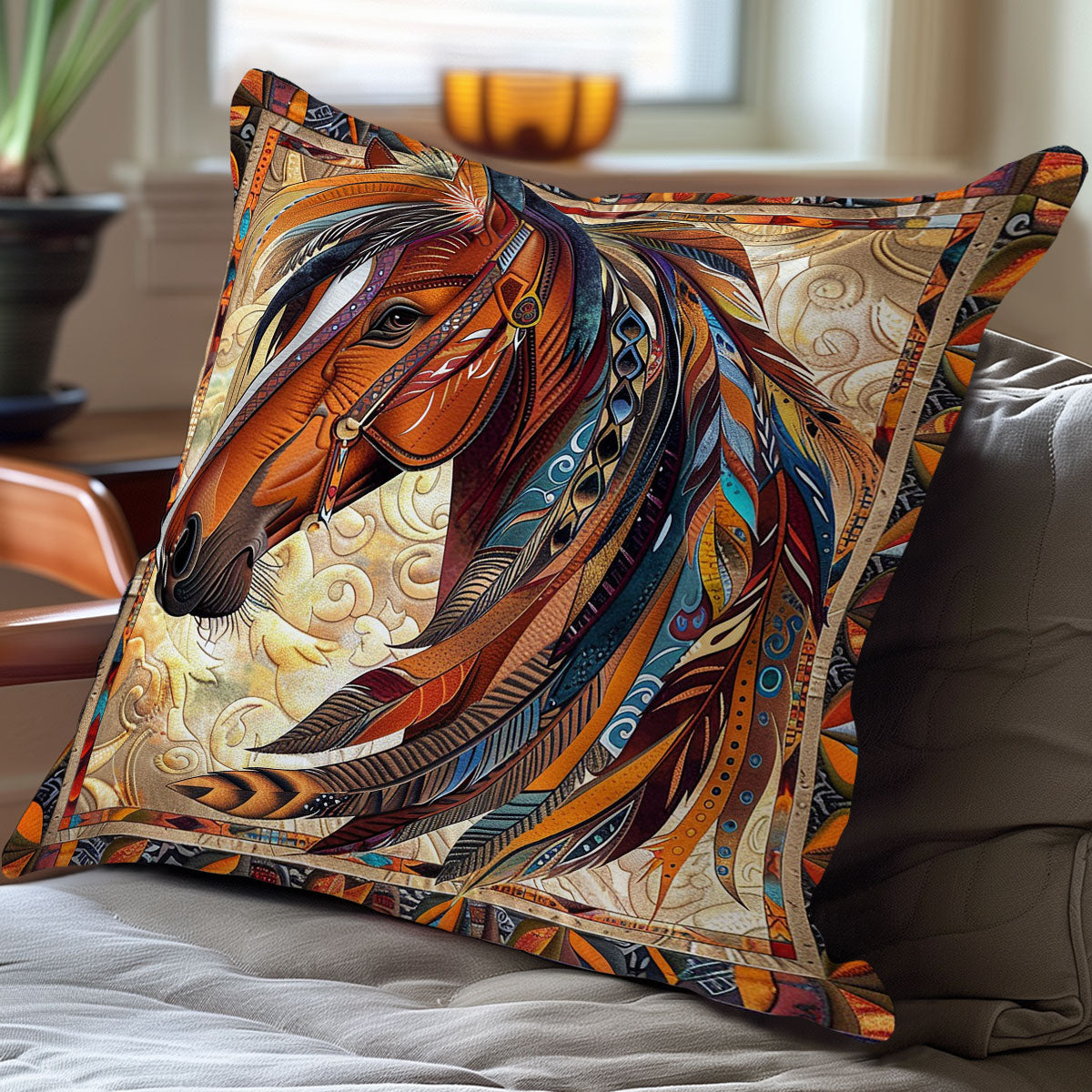 Horse Native WO2608006CL Quilt Pillow Case