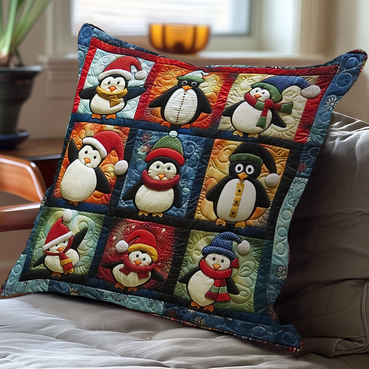 Penguins And Christmas WO2608045CL Quilt Pillow Case