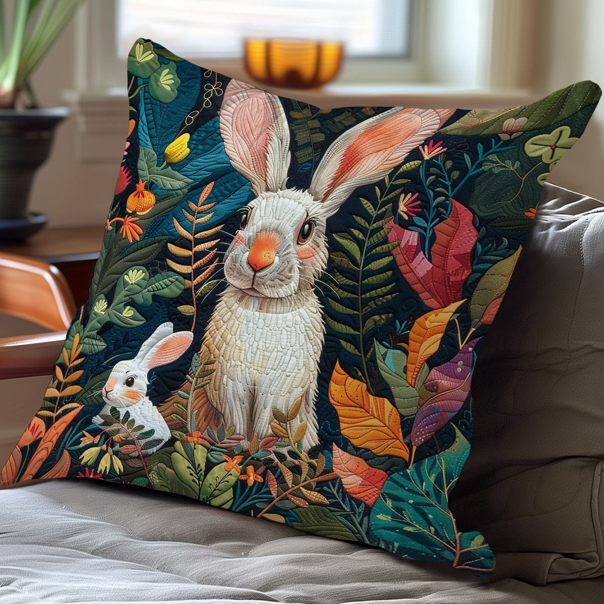 Rabbits In The Bushes WO3008042CL Quilt Pillow Case