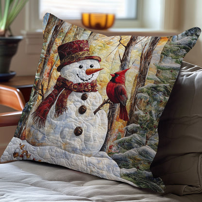 Snowman And Cardinal WO0108030CL Quilt Pillow Case