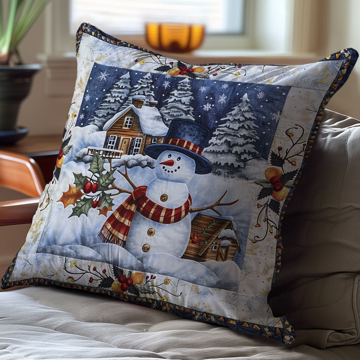 Snowman And Hat WO2607009CL Quilt Pillow Case