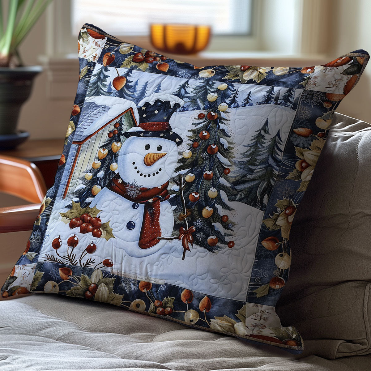 Snowman WO2607008CL Quilt Pillow Case