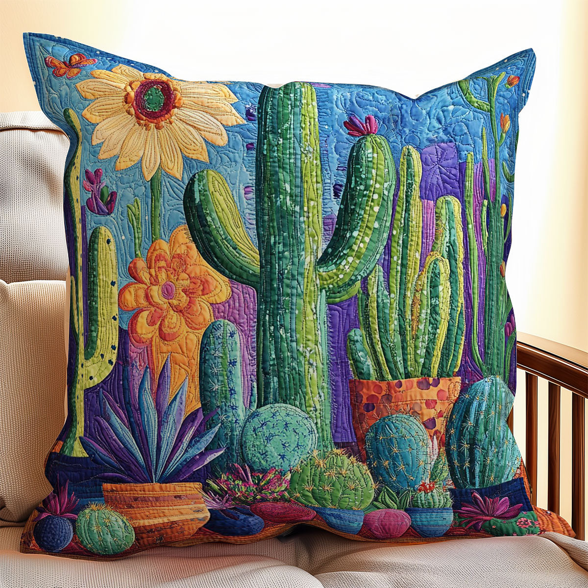 Cactus and Succulent Sphashes WO3107033CL Quilt Pillow Case