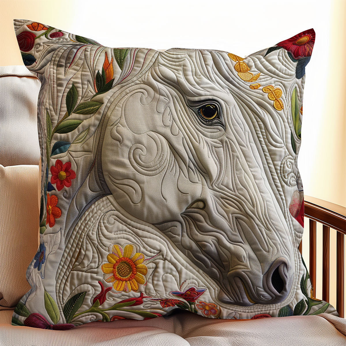 Floral Horse XR2507017CL Quilt Pillow Case