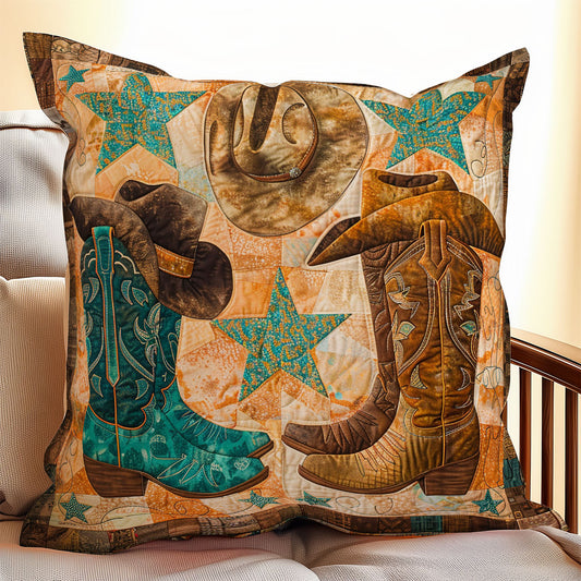 Teal And Brown Boots XR2007021CL Quilt Pillow Case