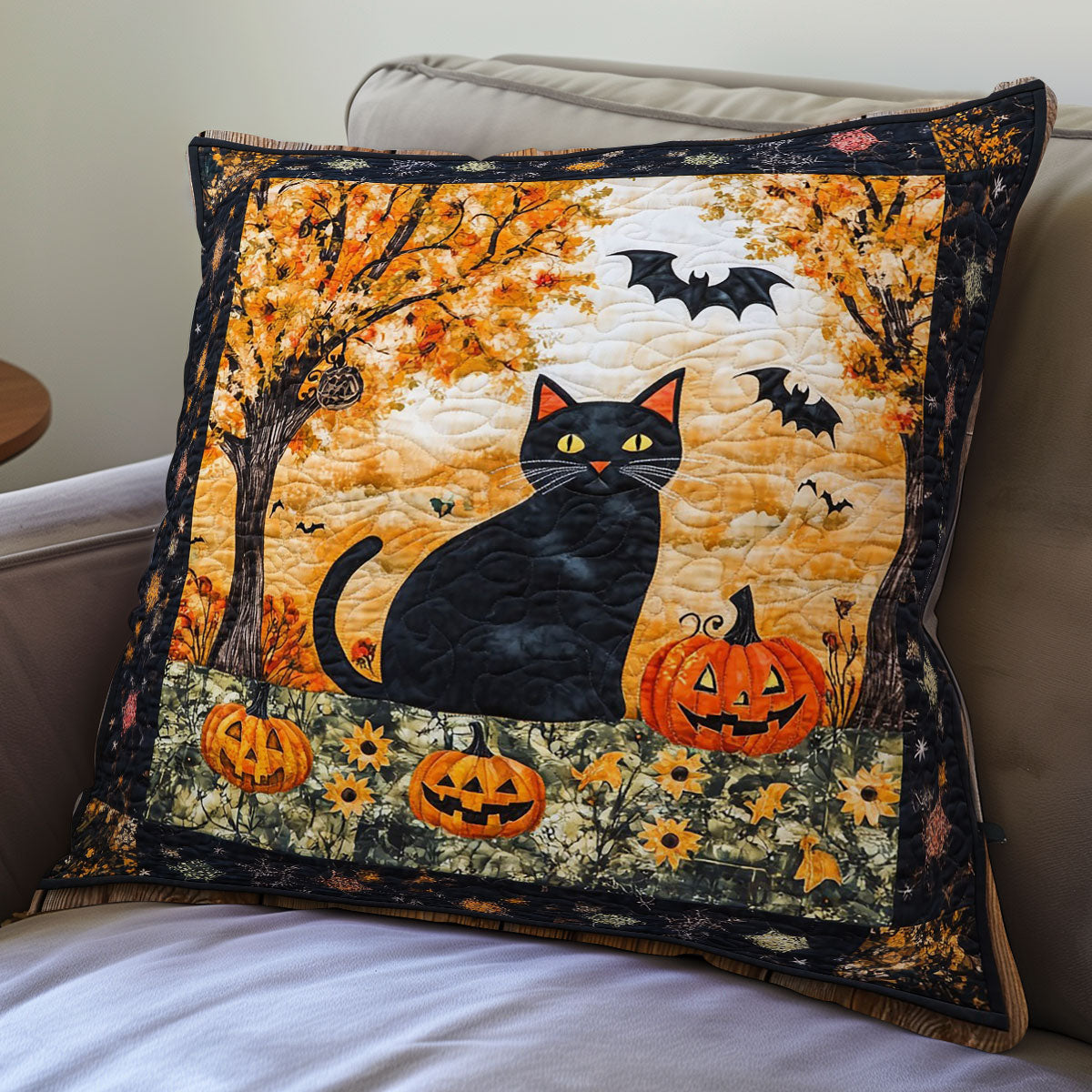 Black Cat Halloween WO0108008CL Quilt Pillow Case