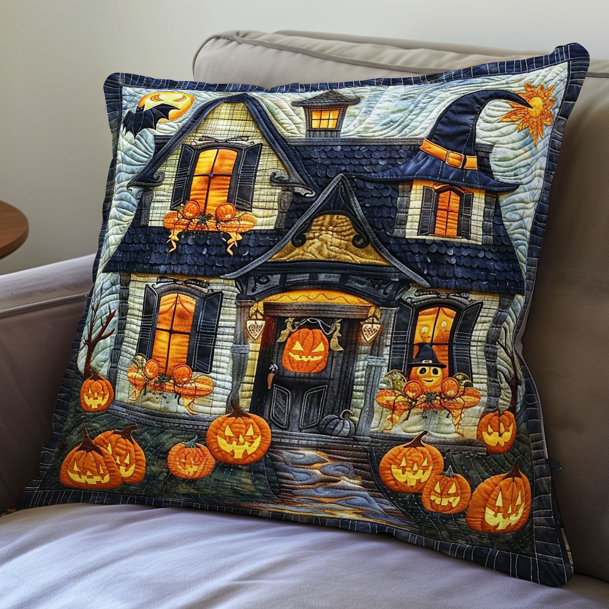 Haunted Halloween House WO1308018CL Quilt Pillow Case