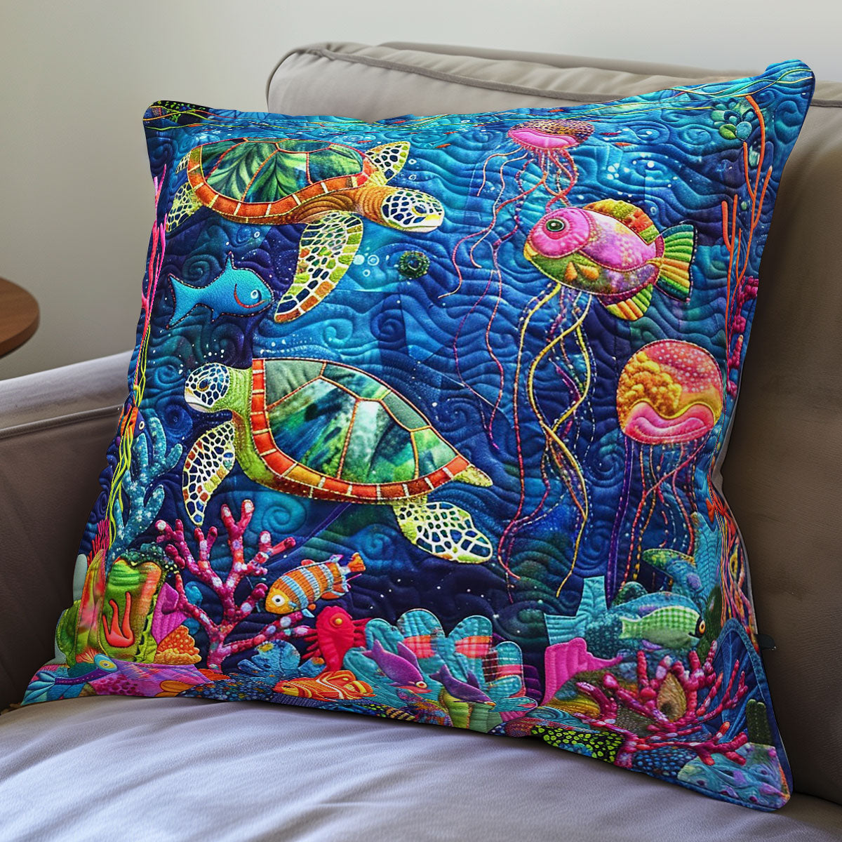 Turtle Ocean Colorful WO0808034CL Quilt Pillow Case