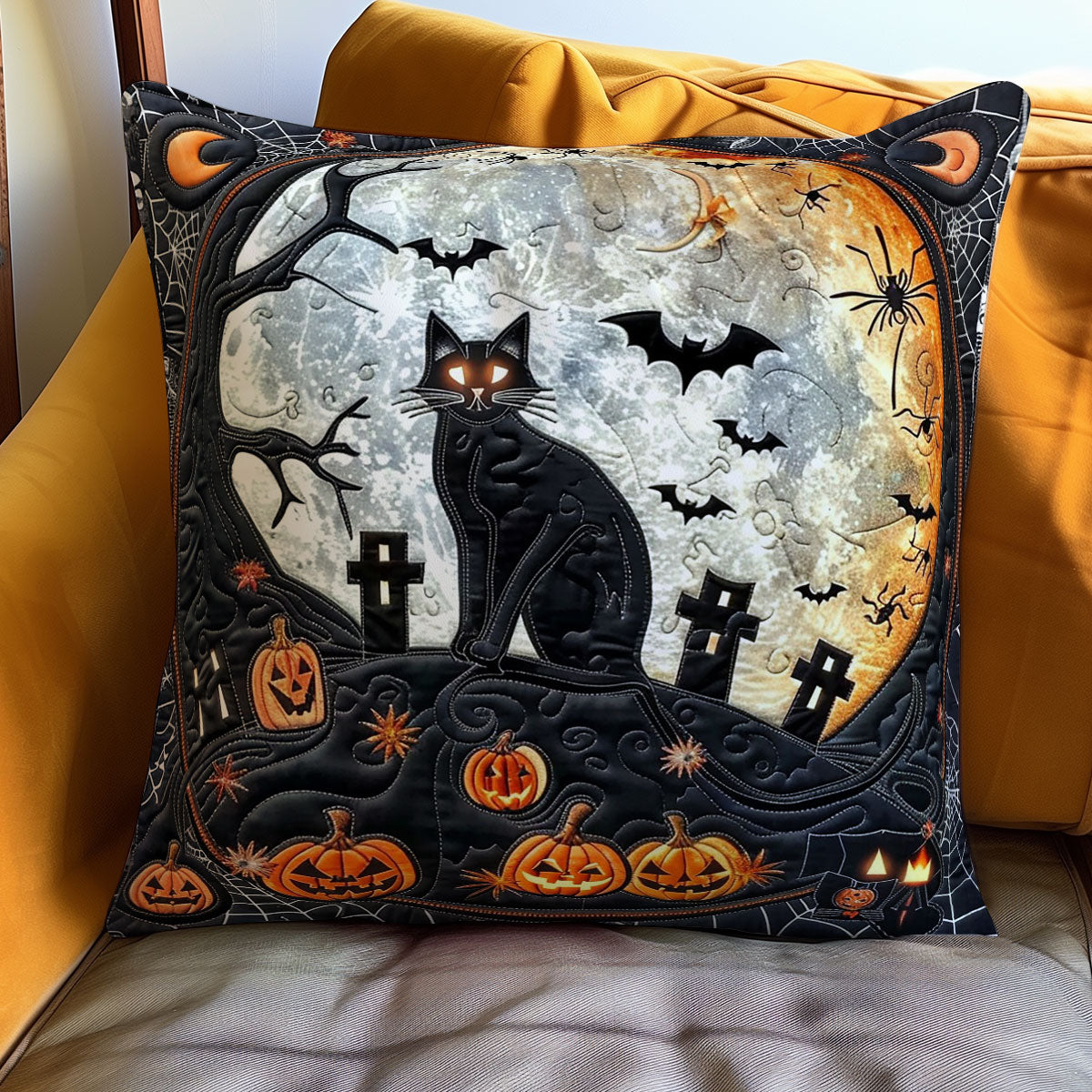 Black Cat Halloween WO1008021CL Quilt Pillow Case