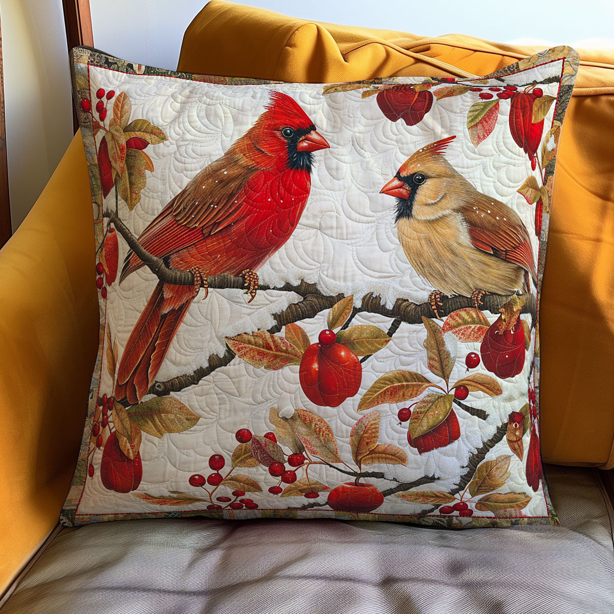 Cardinal With Berries WO1608031CL Quilt Pillow Case