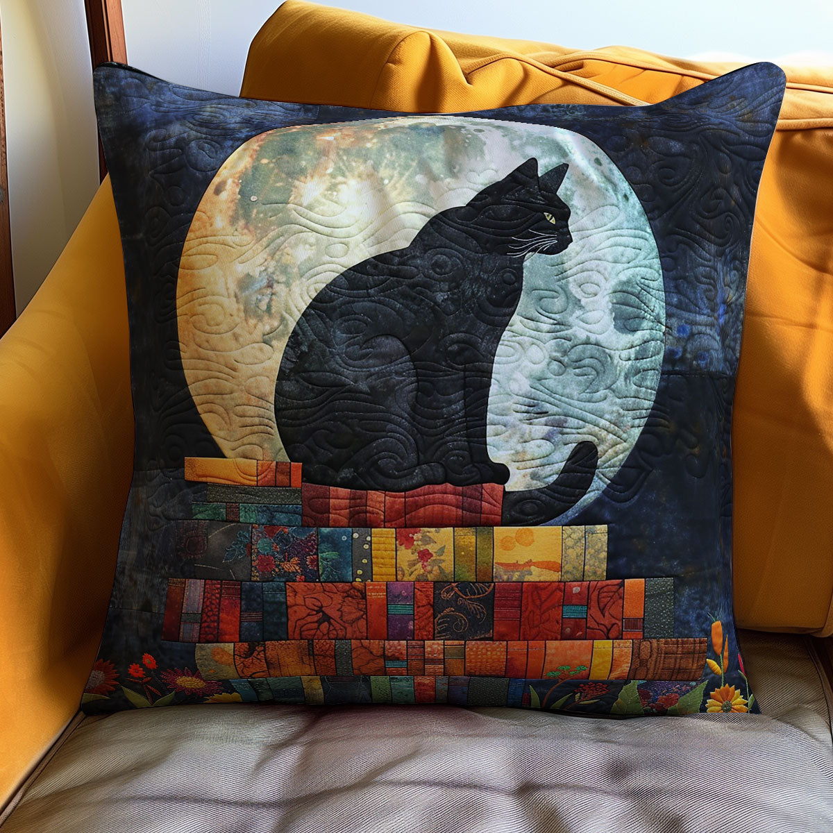 Cat And Moon WO2607014CL Quilt Pillow Case