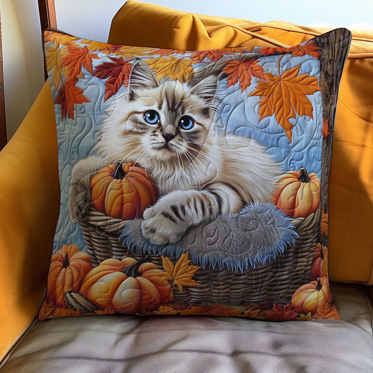 Cat And Pumpkins WO3008018CL Quilt Pillow Case