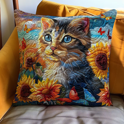 Cat In The Field Sunflowers WO3008010CL Quilt Pillow Case