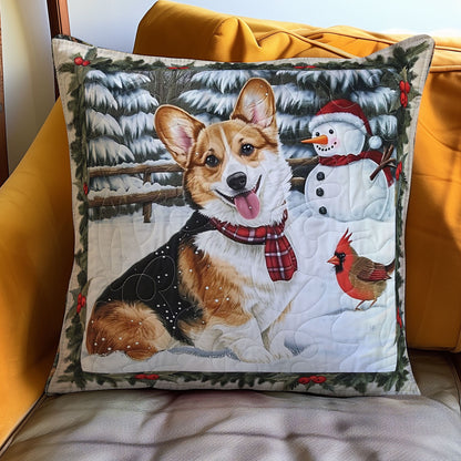 Corgi And Christmas Scene WO2208008CL Quilt Pillow Case