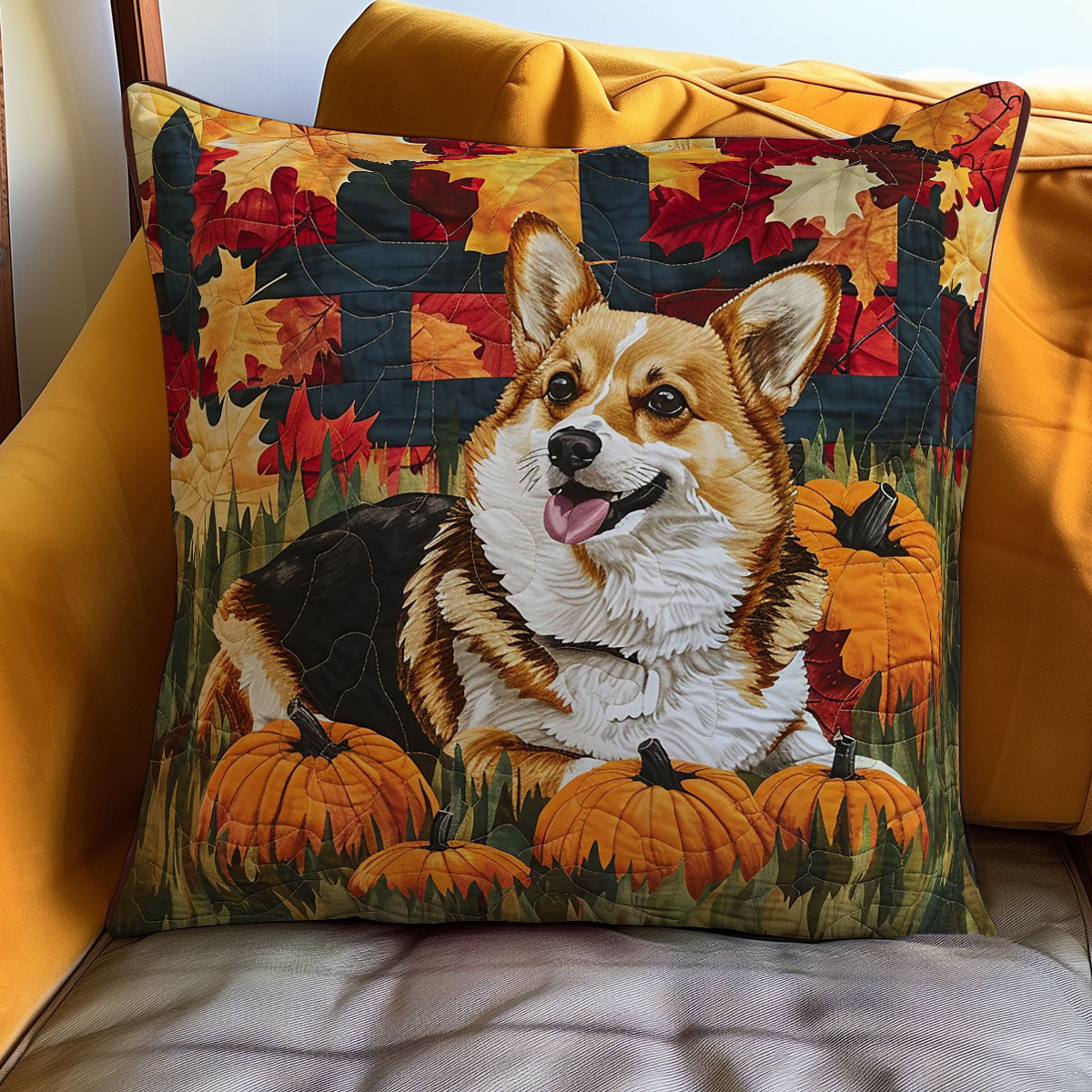 Corgi Dog And Pumpkins WO2608037CL Quilt Pillow Case