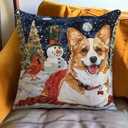 Corgi In The Winter WO2208012CL Quilt Pillow Case