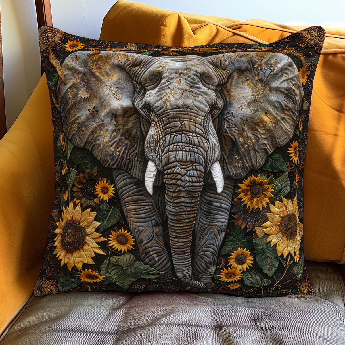 Elephant And Sunflowers XR2007016CL Quilt Pillow Case