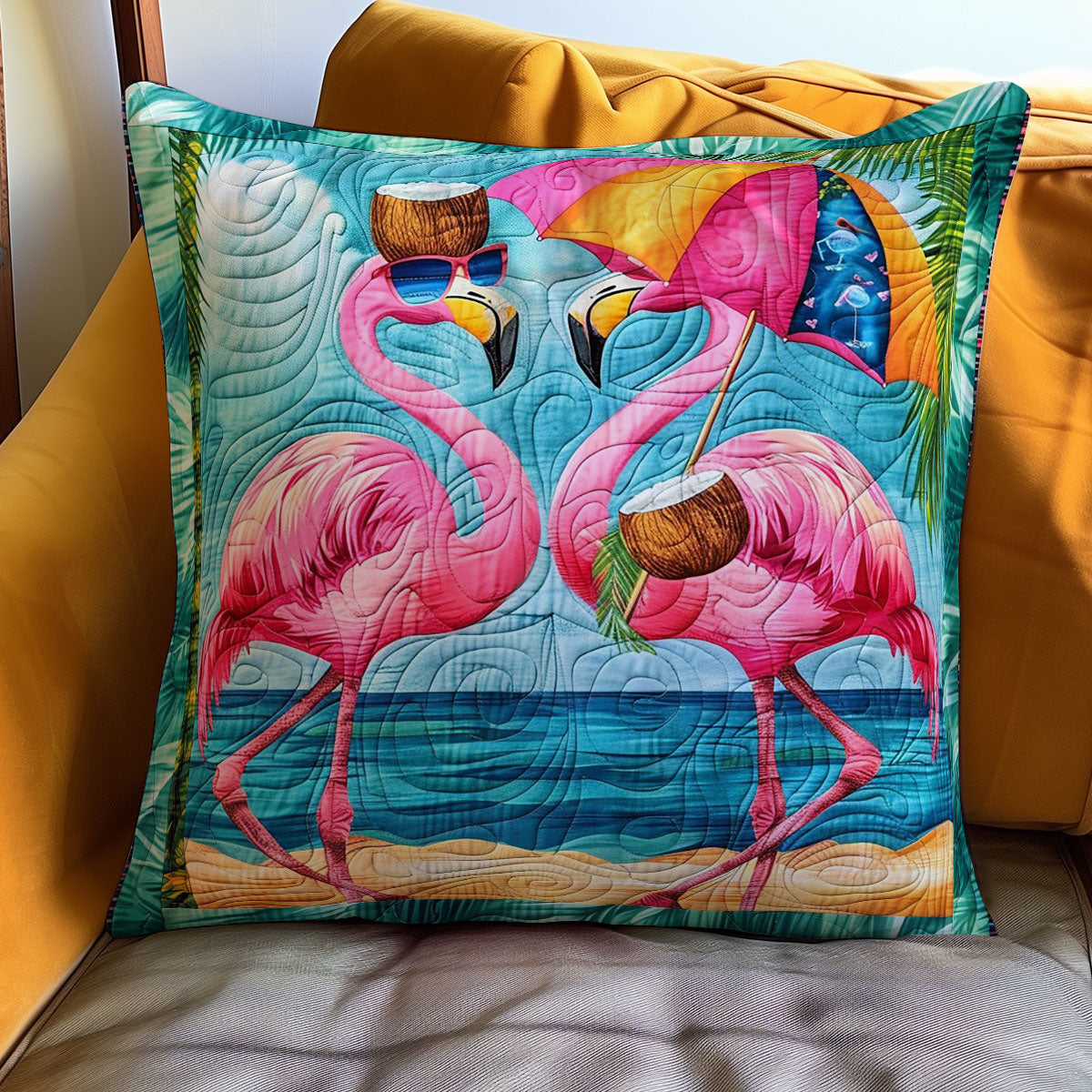 Flamingo At The Beach WO1008001CL Quilt Pillow Case