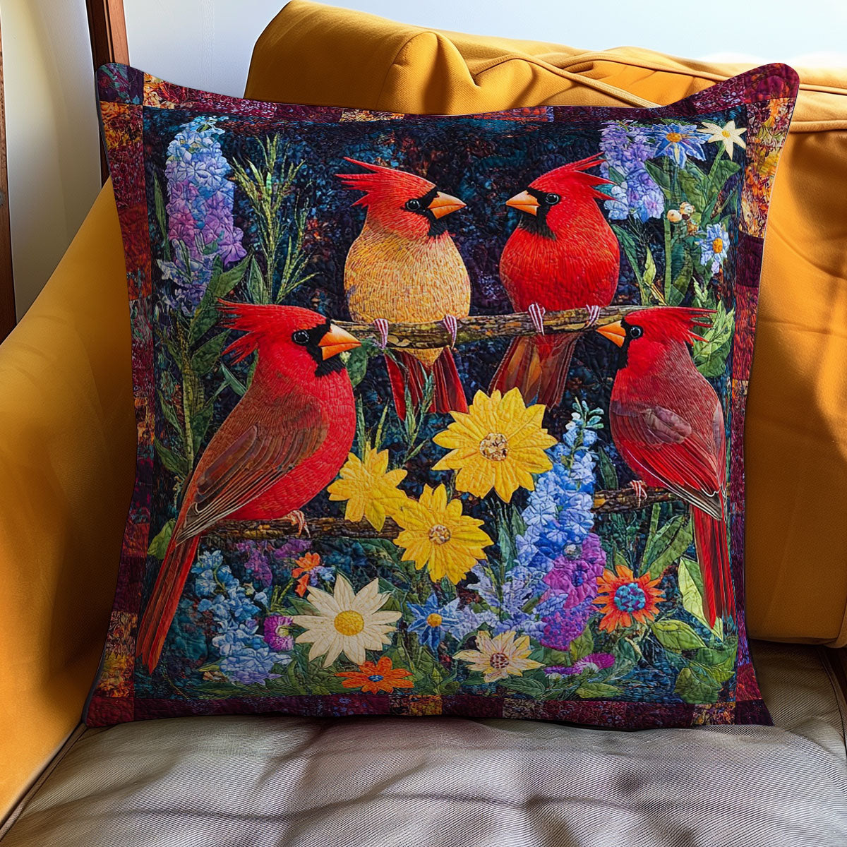 Four Cardinals WO0108029CL Quilt Pillow Case