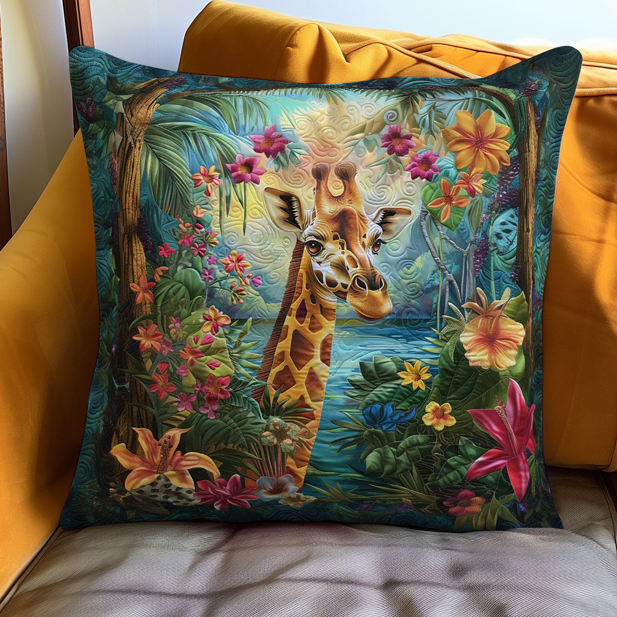 Giraffe In Bloom WO2308007CL Quilt Pillow Case