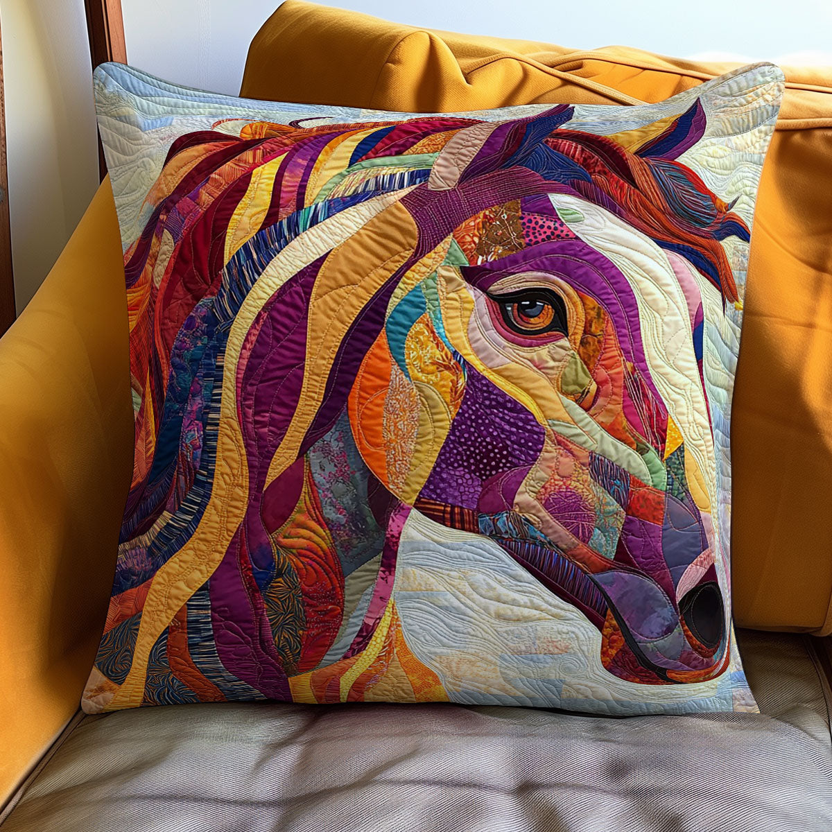 Horse Colorful WO0108014CL Quilt Pillow Case