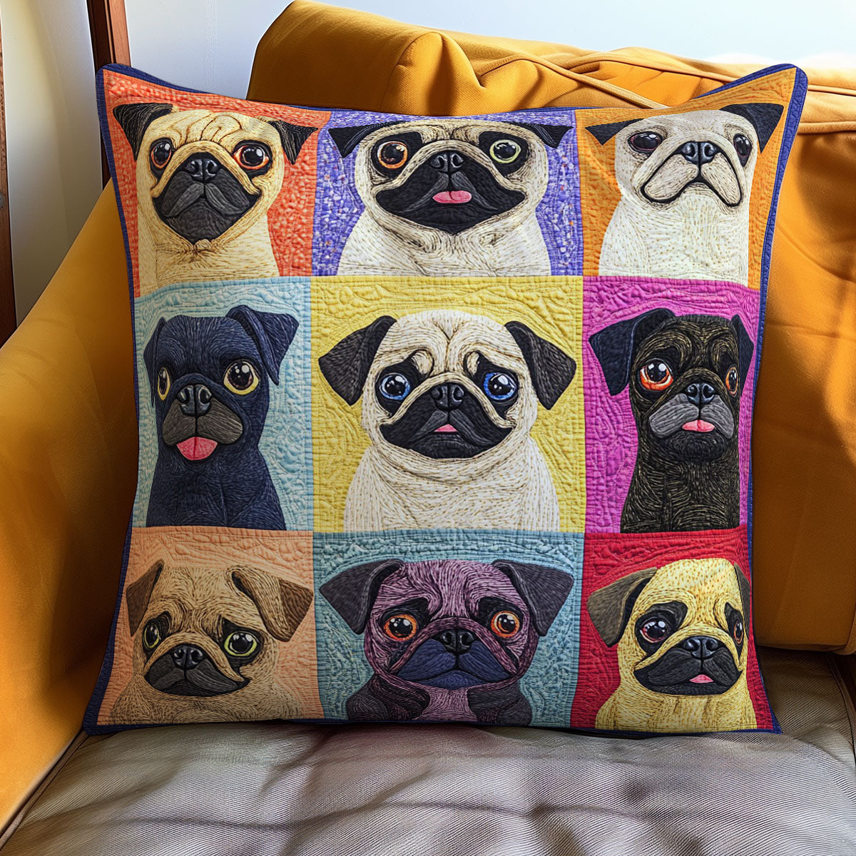 Pug Dogs WO0108022CL Quilt Pillow Case