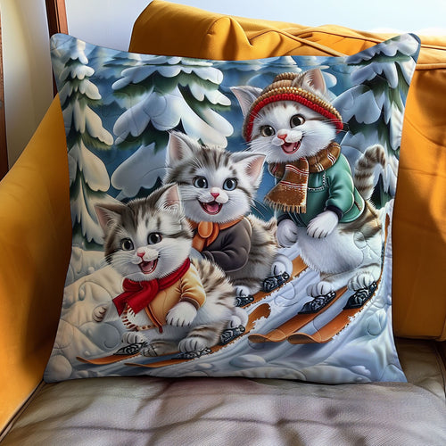 Skiing Cats WO2208005CL Quilt Pillow Case