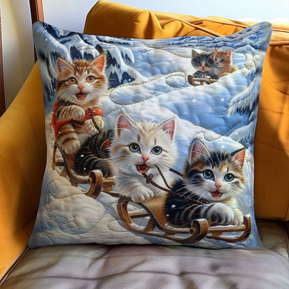 Skiing Kittens WO1608024CL Quilt Pillow Case