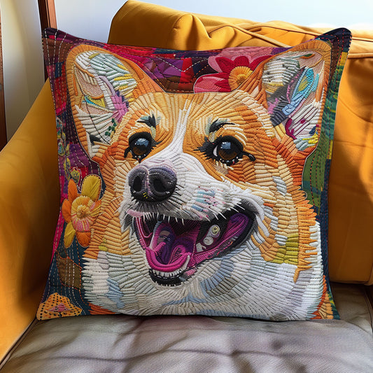 Smiling Corgi XR1607011CL Quilt Pillow Case