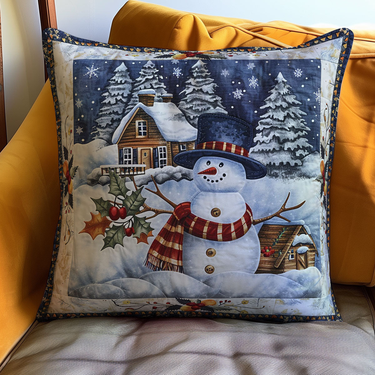 Snowman And Hat WO2607009CL Quilt Pillow Case