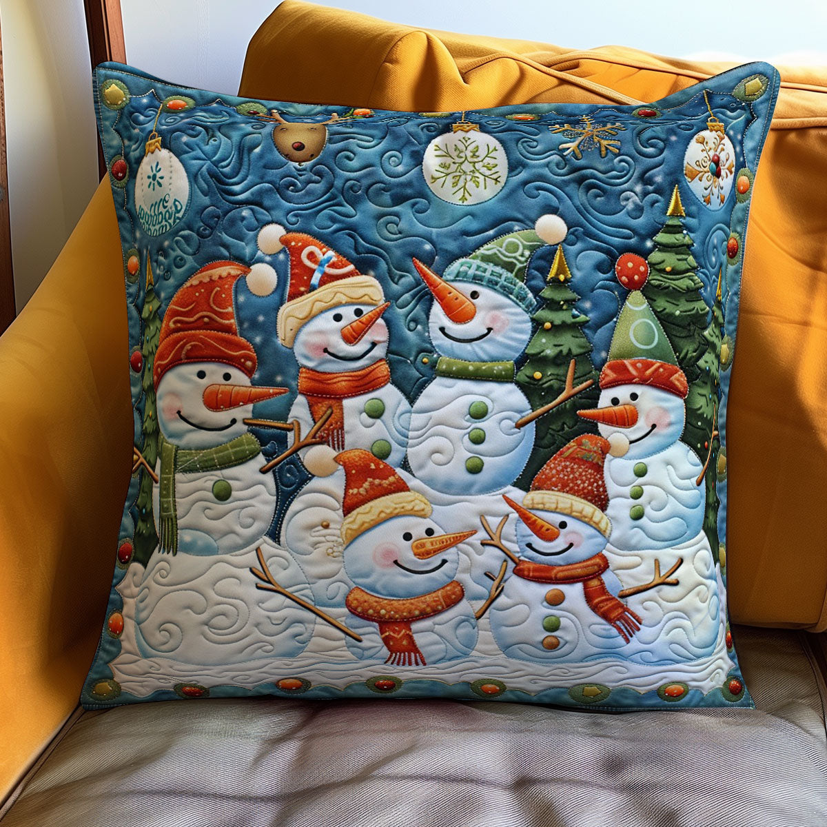 Snowmans And Christmas WO2808025CL Quilt Pillow Case