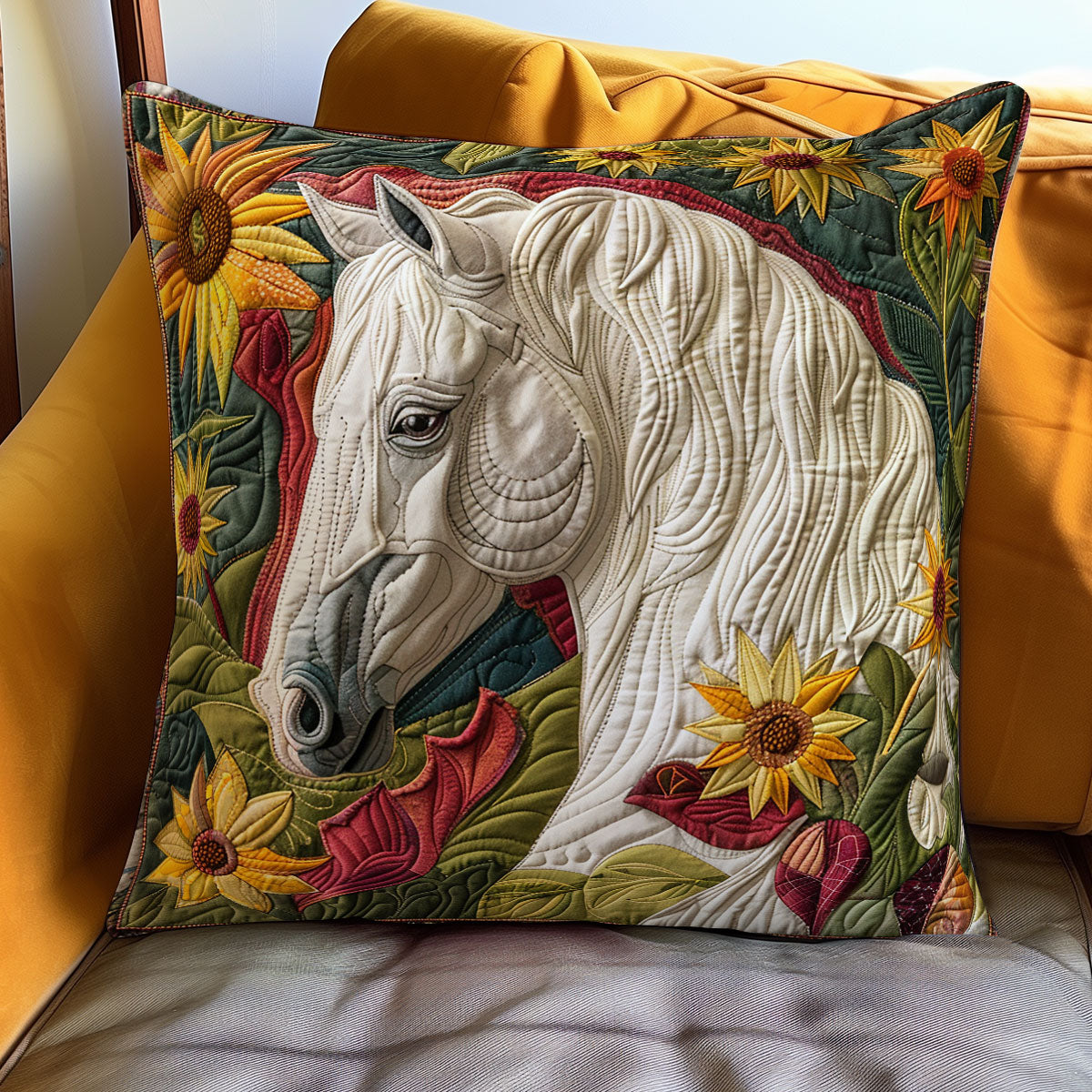 Sunflower Garden Horse XR2507015CL Quilt Pillow Case