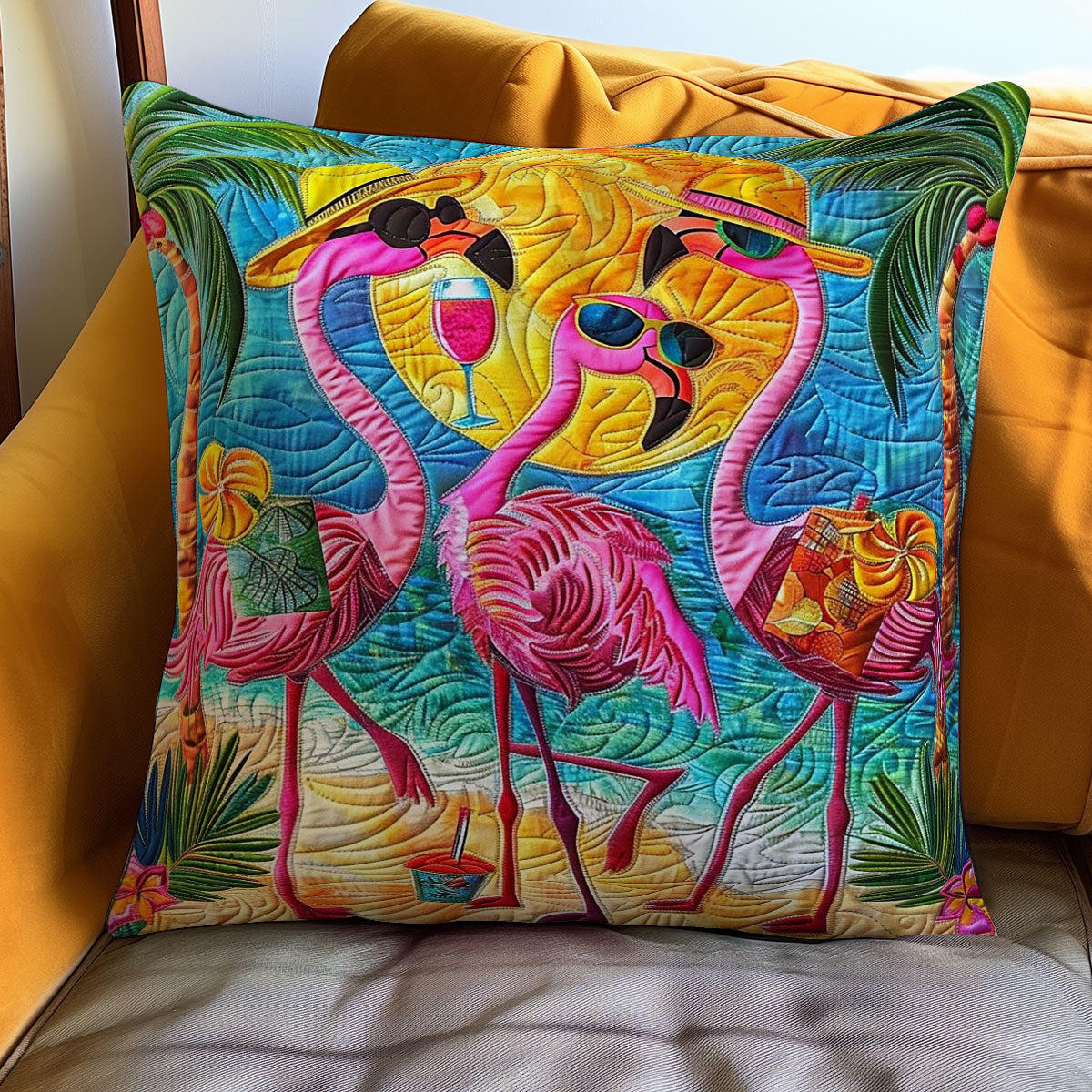 Tropical Flamingo Adventures WO0908015CL Quilt Pillow Case