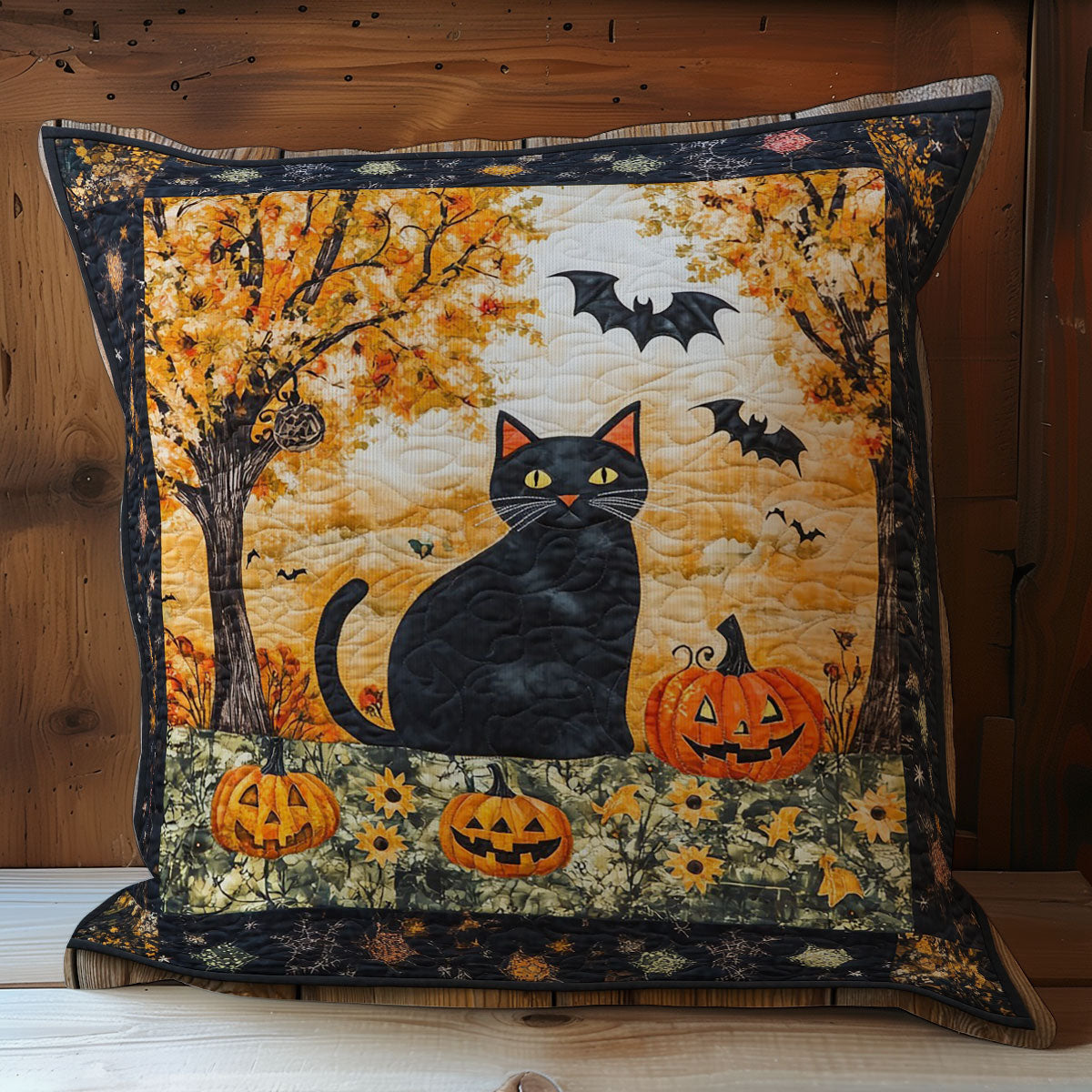 Black Cat Halloween WO0108008CL Quilt Pillow Case