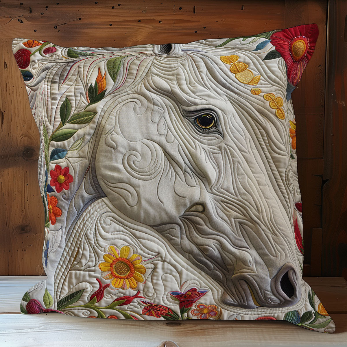 Floral Horse XR2507017CL Quilt Pillow Case