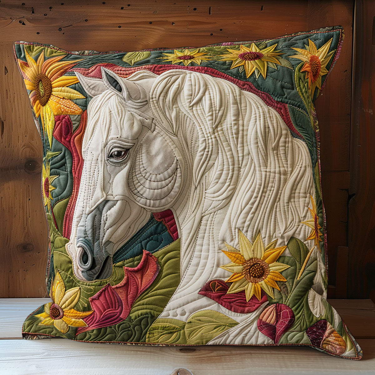 Sunflower Garden Horse XR2507015CL Quilt Pillow Case