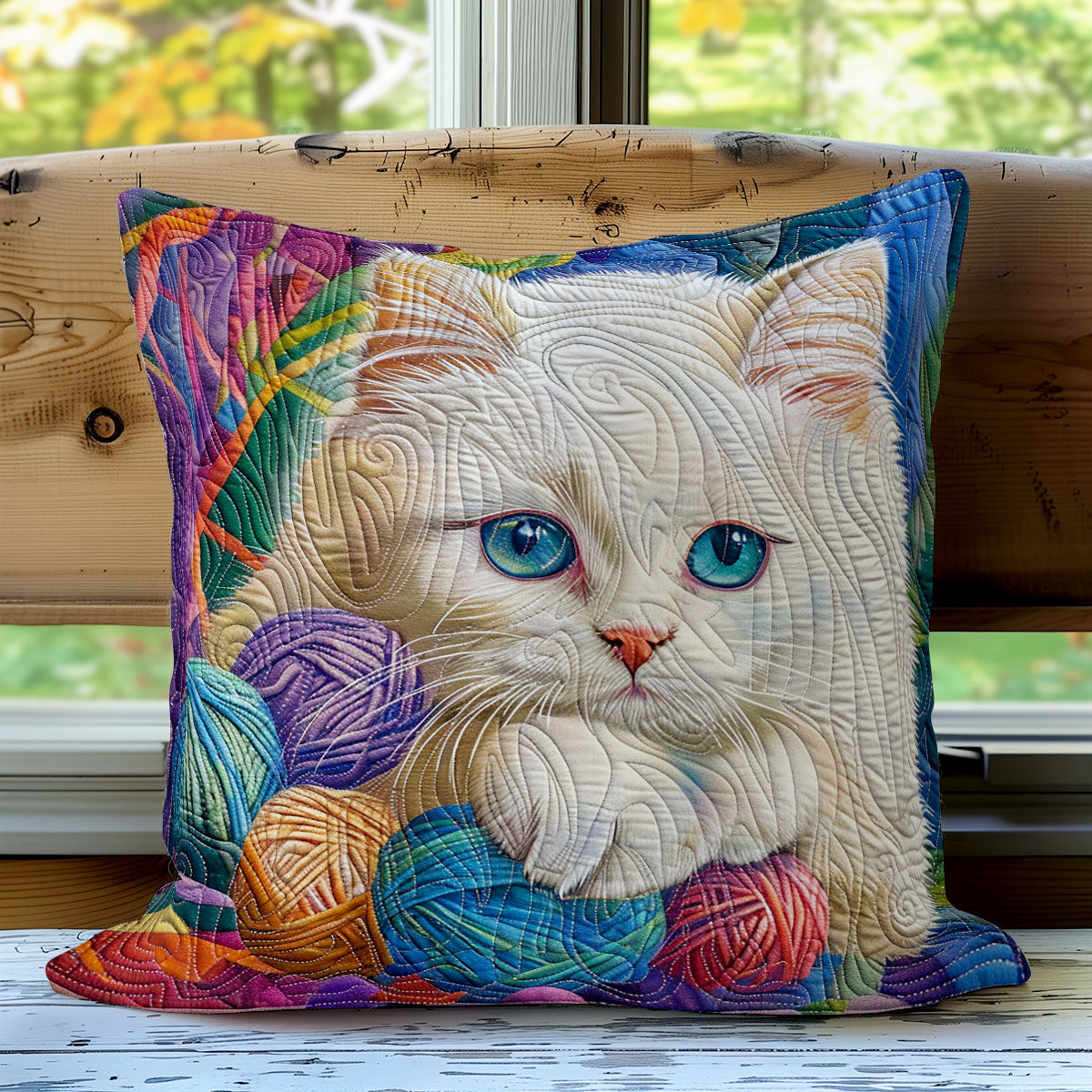 Cat And Yarn Colorful WO2008033CL Quilt Pillow Case