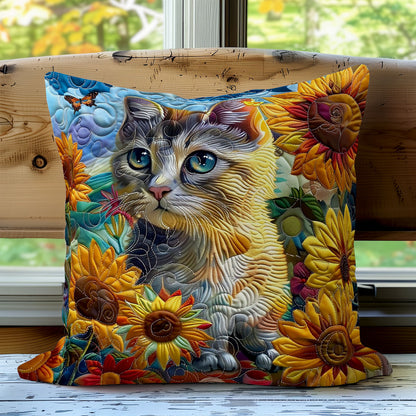 Cat In The Field Sunflowers WO3008013CL Quilt Pillow Case