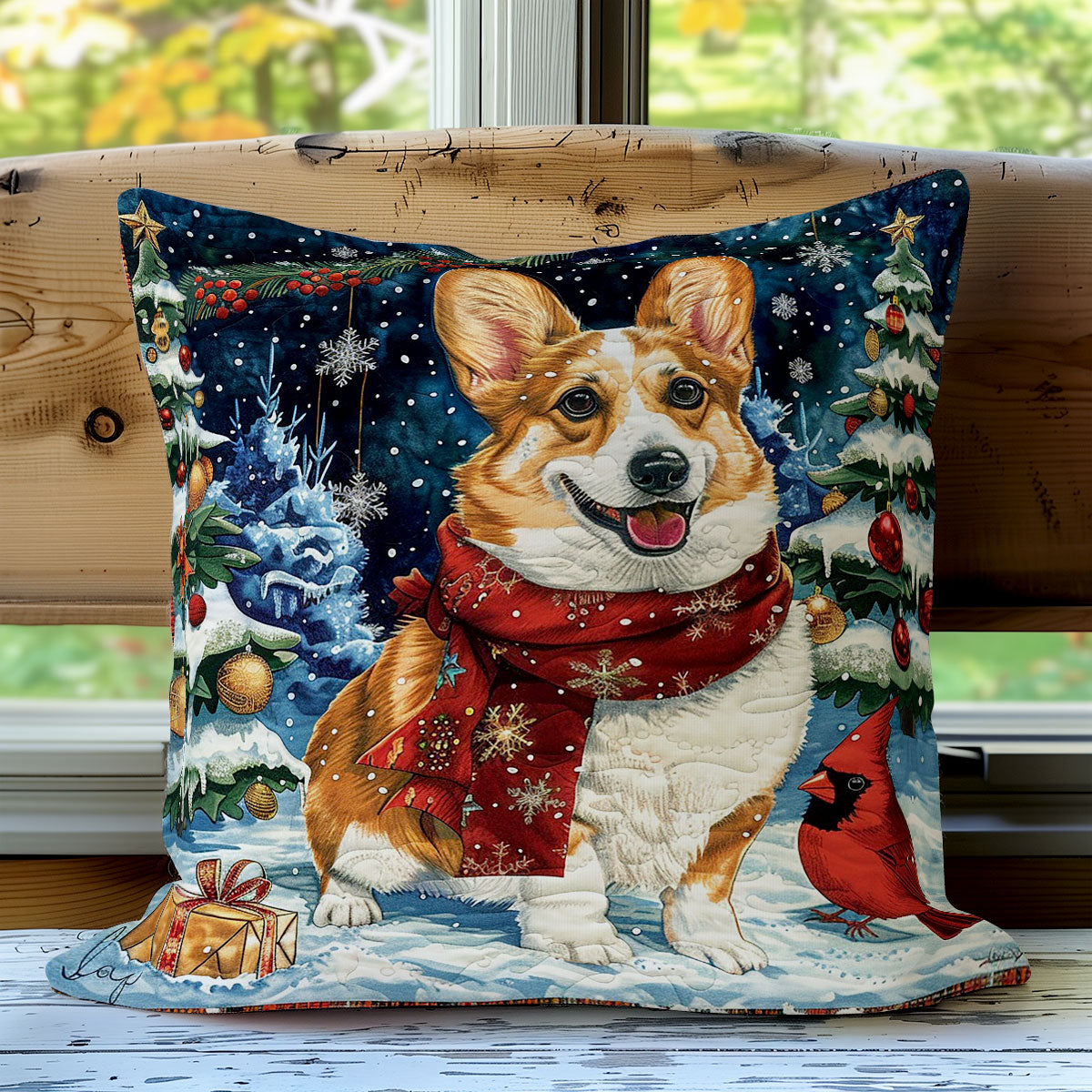 Corgi And Cardinal WO2208011CL Quilt Pillow Case