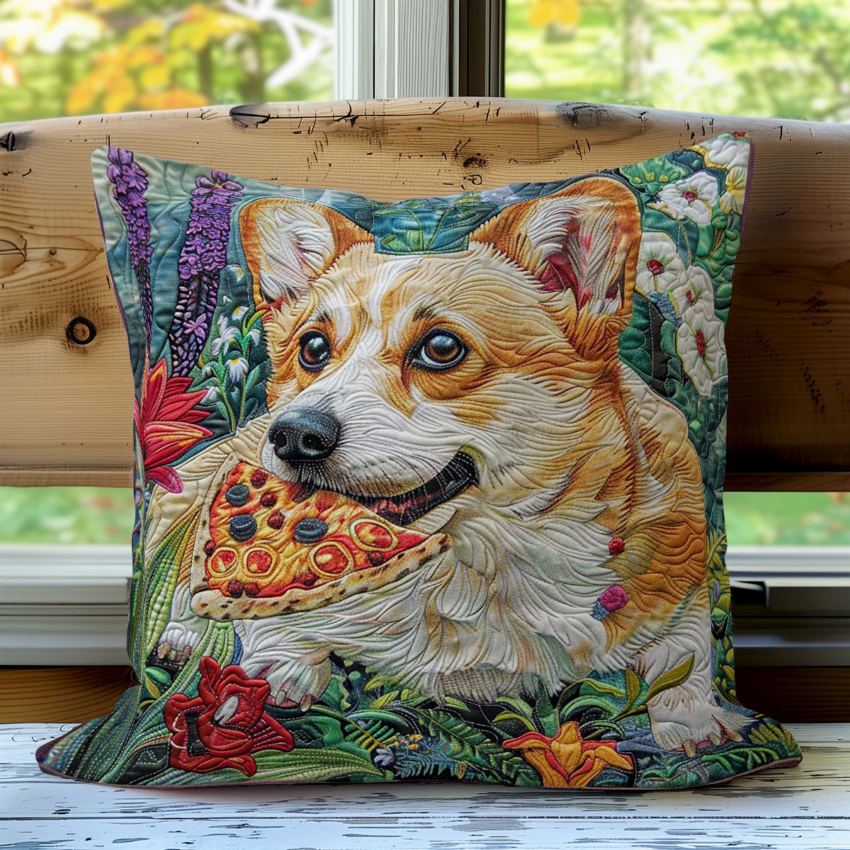 Corgi And Pizza WO1908010CL Quilt Pillow Case