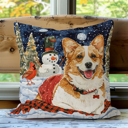 Corgi In The Winter WO2208012CL Quilt Pillow Case