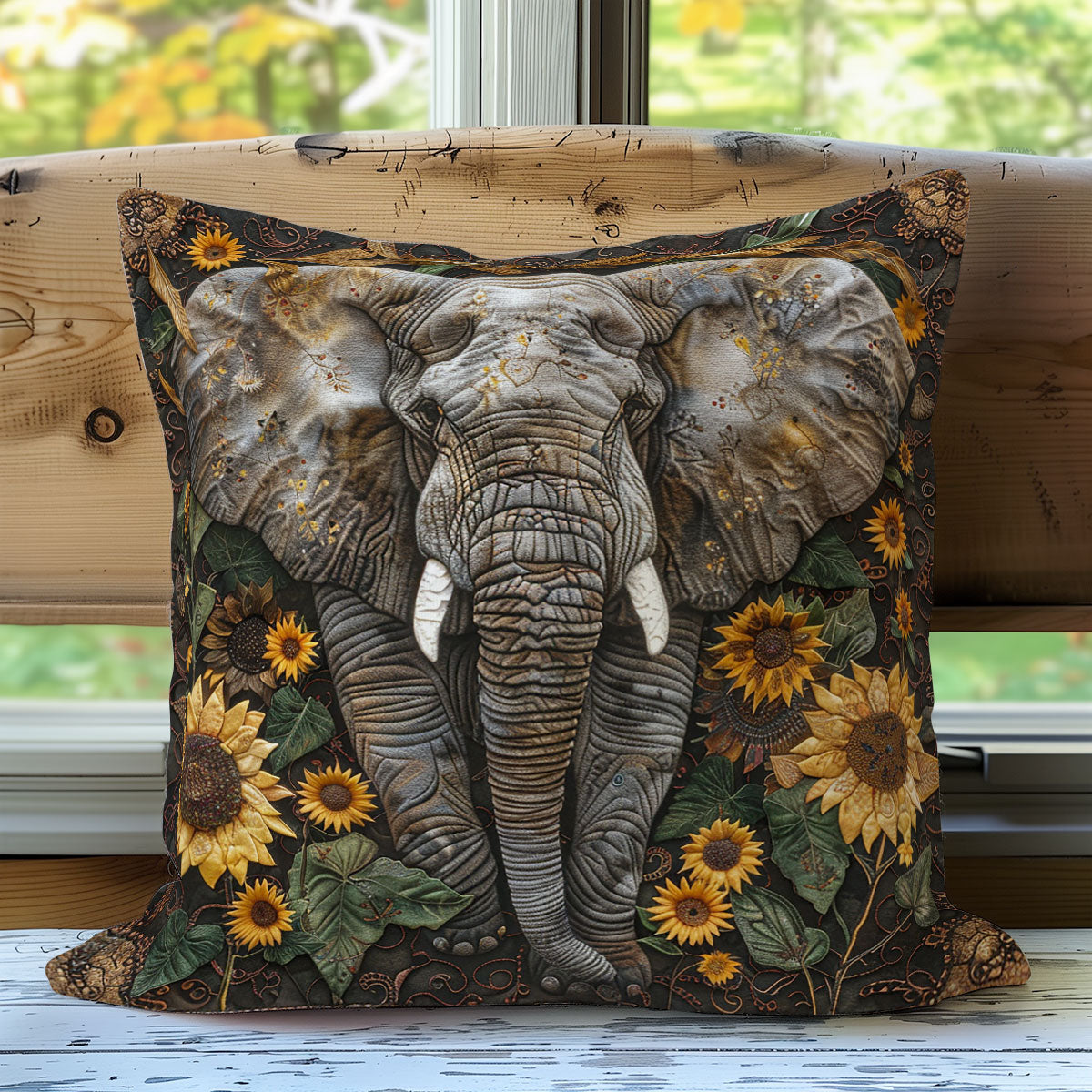 Elephant And Sunflowers XR2007016CL Quilt Pillow Case