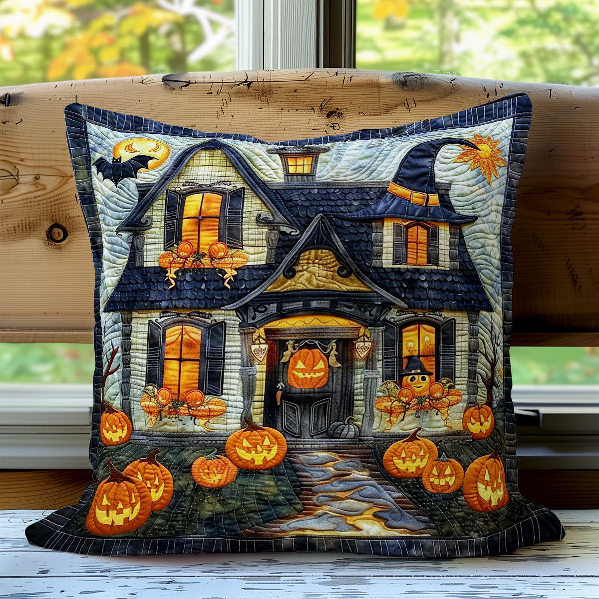 Haunted Halloween House WO1308018CL Quilt Pillow Case