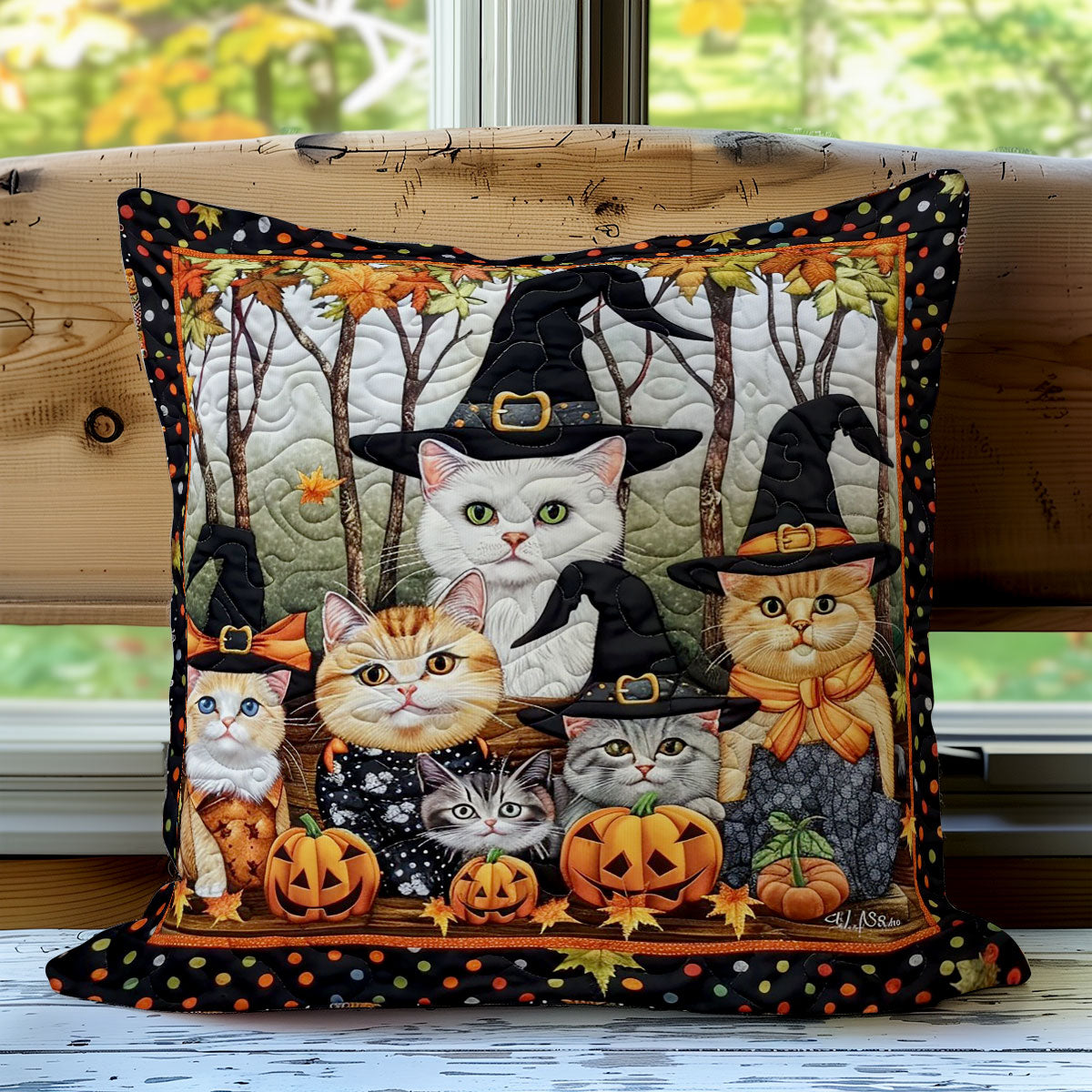 Mystical Cats Of Halloween WO1308015CL Quilt Pillow Case