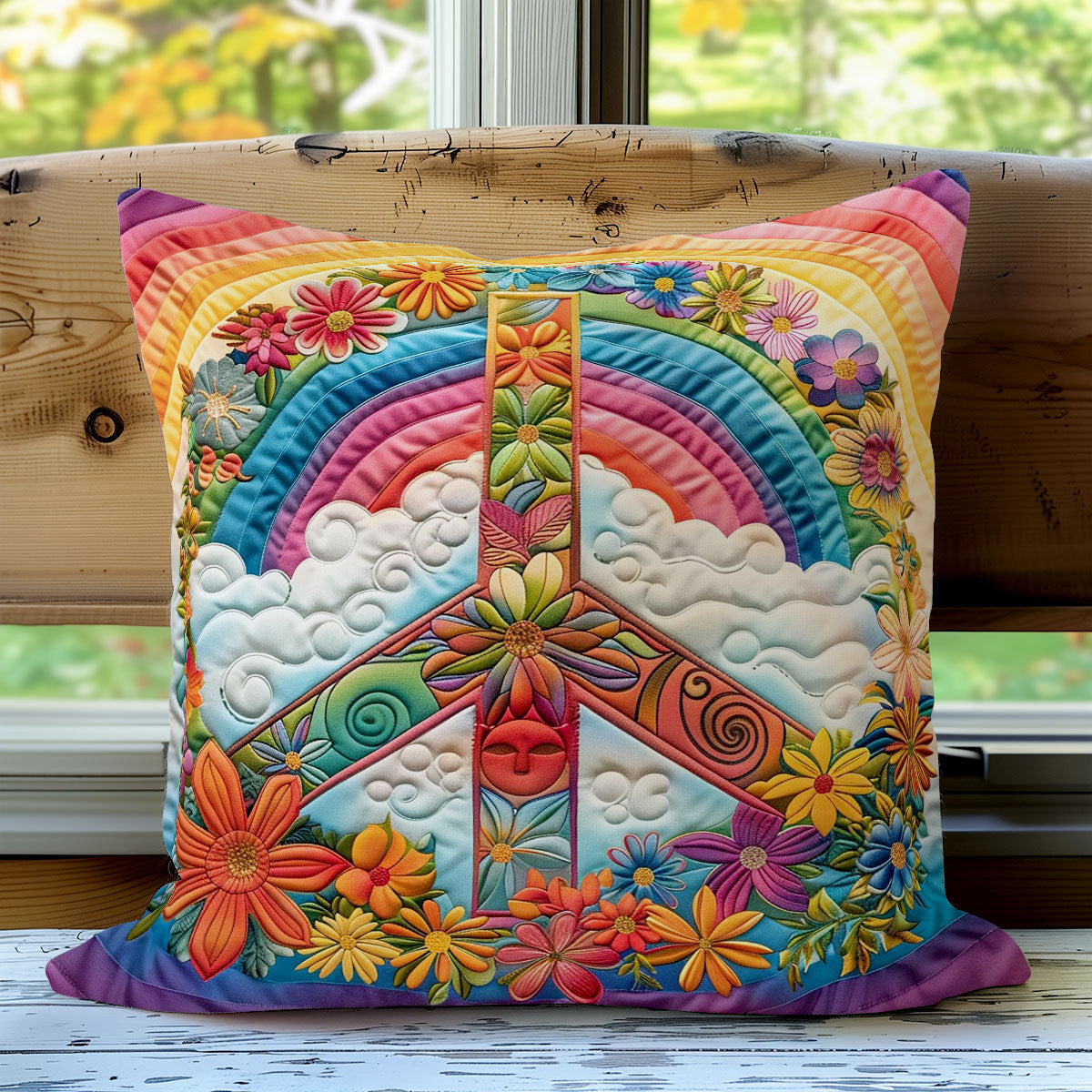 Rainbow And Peace Symbol WO2208040CL Quilt Pillow Case