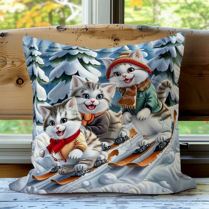 Skiing Cats WO2208005CL Quilt Pillow Case