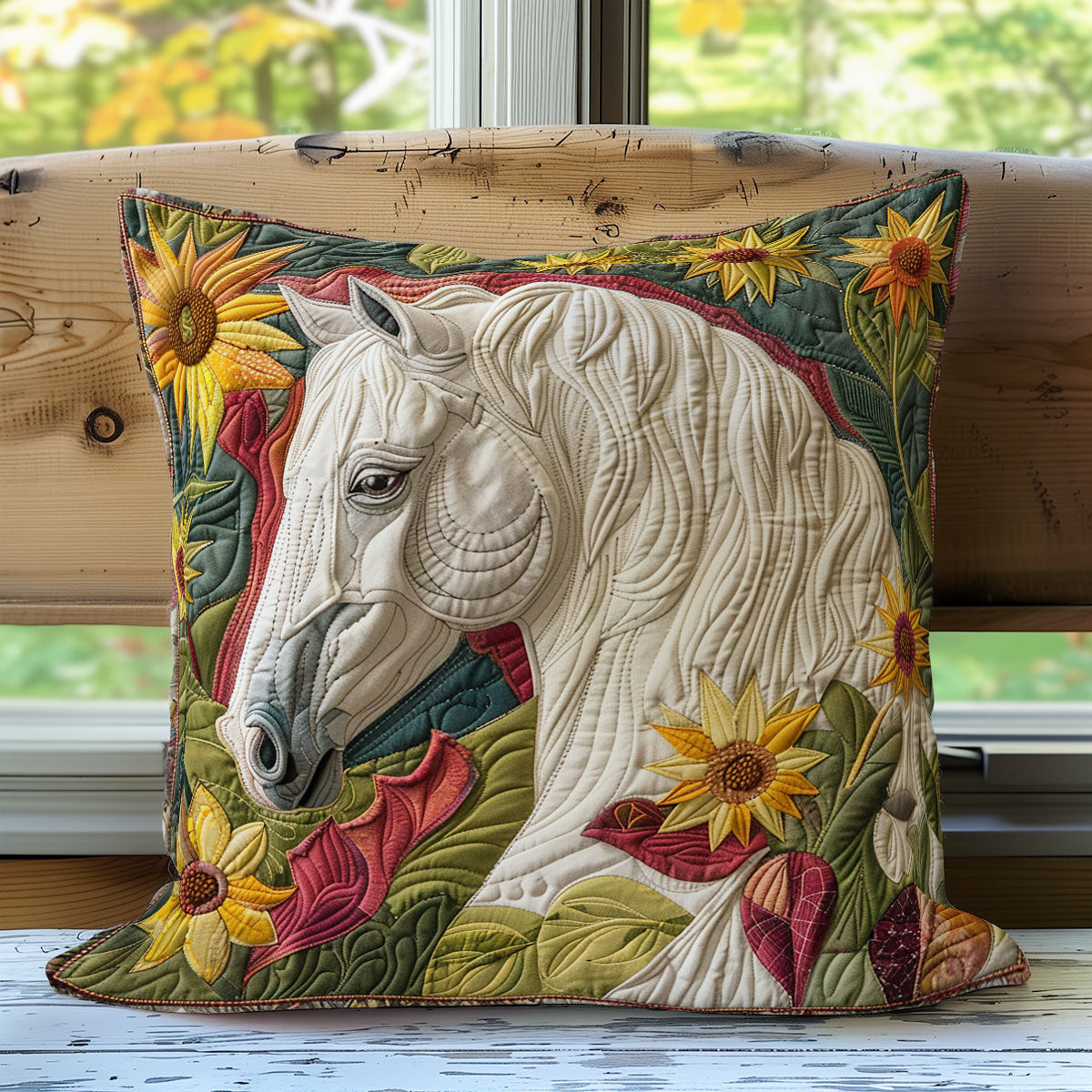 Sunflower Garden Horse XR2507015CL Quilt Pillow Case