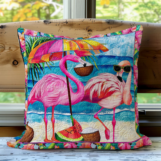 Sunny Flamingo Beach WO1008002CL Quilt Pillow Case