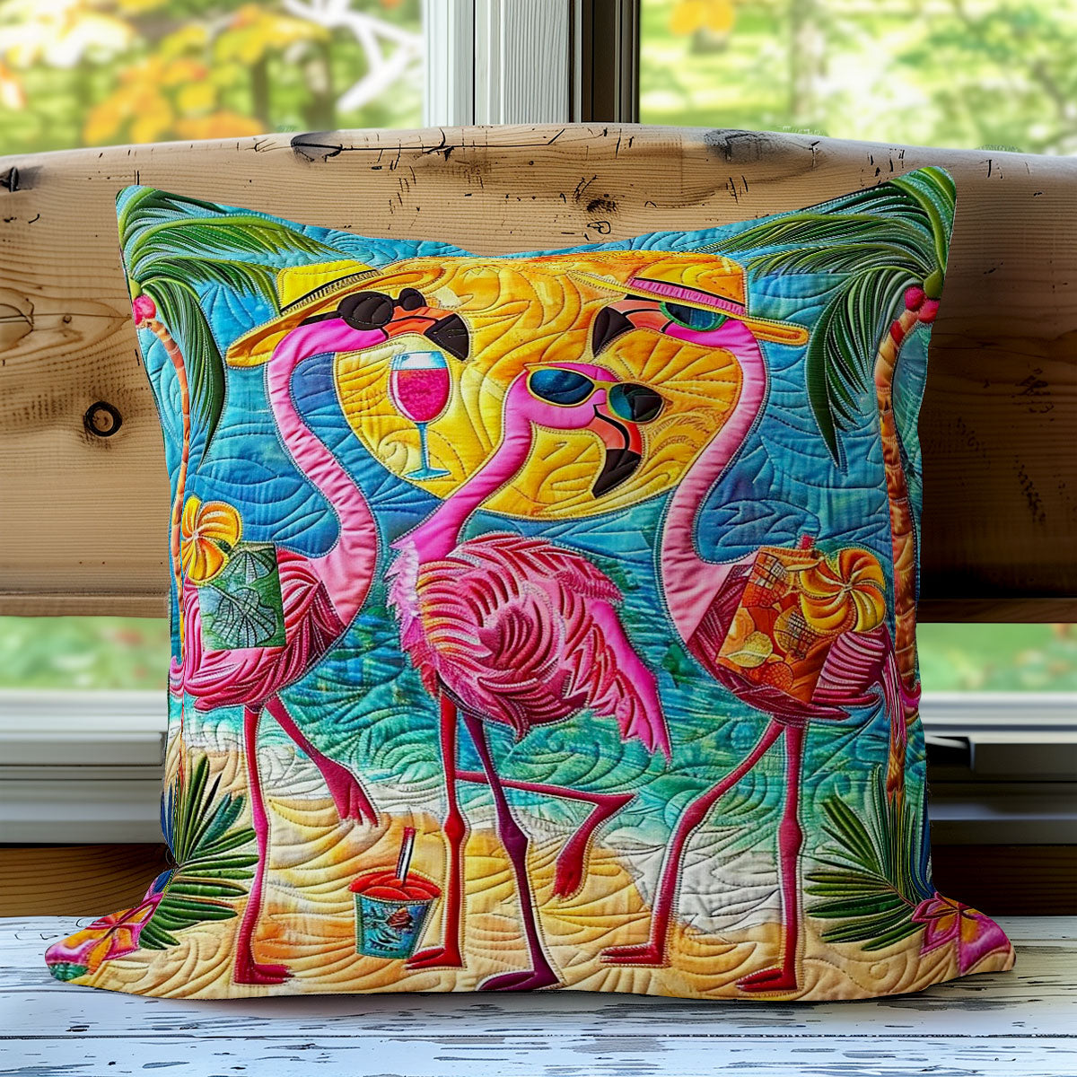 Tropical Flamingo Adventures WO0908015CL Quilt Pillow Case