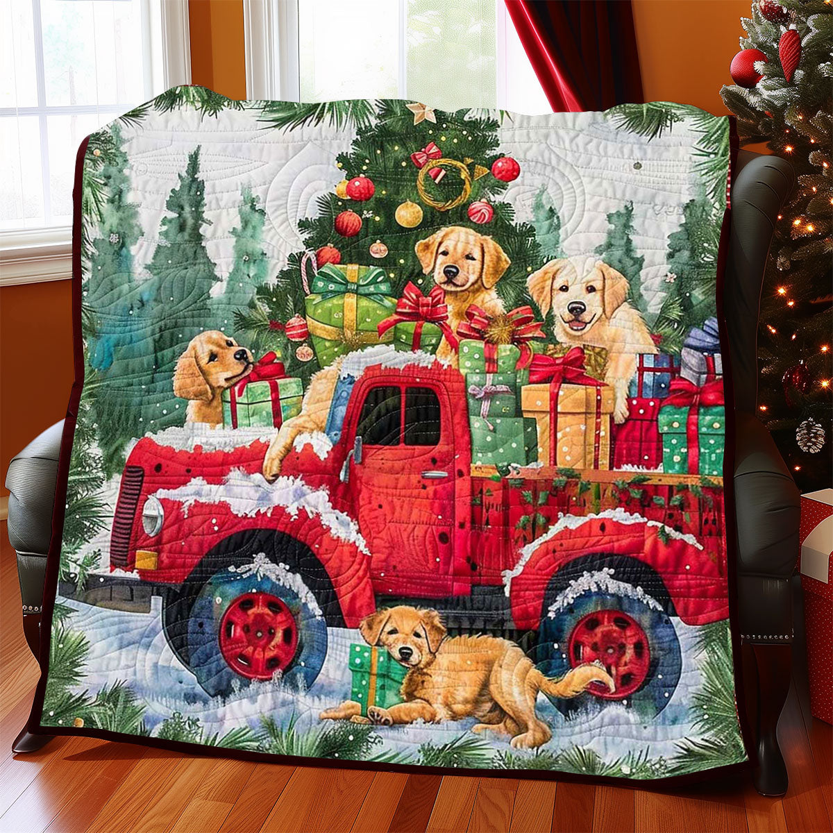 Christmas Golden Retriever WP1008005CL Quilt